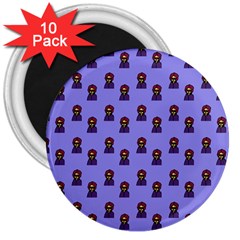 Nerdy 60s  Girl Pattern Purple 3  Magnets (10 Pack)  by snowwhitegirl