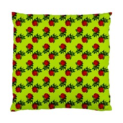 Red Roses Lime Green Standard Cushion Case (two Sides) by snowwhitegirl