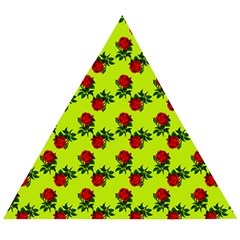 Red Roses Lime Green Wooden Puzzle Triangle by snowwhitegirl