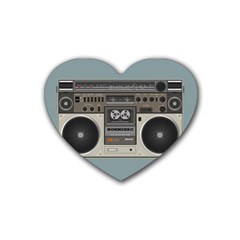 Radio Cassette Speaker Sound Audio Rubber Coaster (heart)  by Simbadda