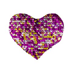 Funky Sequins Standard 16  Premium Heart Shape Cushions by essentialimage