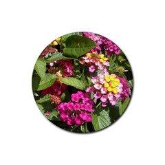 Summer Lantana W Bee Rubber Round Coaster (4 Pack) 