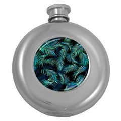 Palms Pattern Design Round Hip Flask (5 Oz) by Sudhe