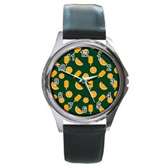 Ice Cream Pattern Background Design Round Metal Watch by Simbadda