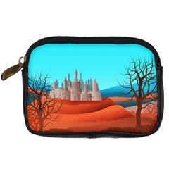 Castle Landscape Mountains Hills Digital Camera Leather Case by Simbadda