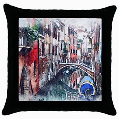 Venice Water Laguna Italy Throw Pillow Case (black) by Simbadda