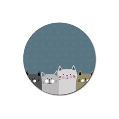 Cute Cats Magnet 3  (round) by Valentinaart