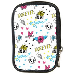 Emo Teens Doodle Seamless Compact Camera Leather Case by Vaneshart