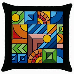 Colorful Geometric Mosaic Background Throw Pillow Case (black) by Vaneshart