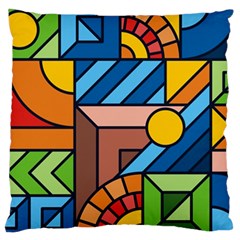 Colorful Geometric Mosaic Background Large Cushion Case (two Sides) by Vaneshart