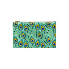 Lovely Peacock Feather Pattern With Flat Design Cosmetic Bag (small) by Vaneshart