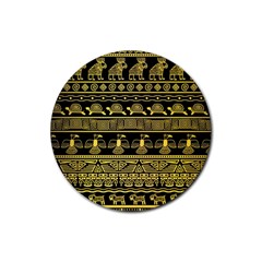 Tribal Gold Seamless Pattern With Mexican Texture Rubber Round Coaster (4 Pack)  by Vaneshart