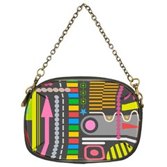 Pattern Geometric Abstract Colorful Arrows Lines Circles Triangles Chain Purse (one Side) by Vaneshart