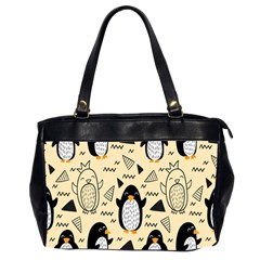 Hand Drawn Penguin Doodle Pattern Oversize Office Handbag (2 Sides)