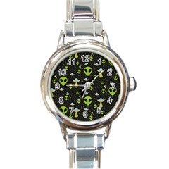 Alien Ufo Pattern Round Italian Charm Watch by Vaneshart