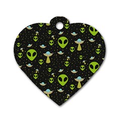 Alien Ufo Pattern Dog Tag Heart (one Side) by Vaneshart