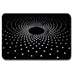 Abstract Black Blue Bright Circle Large Doormat  by HermanTelo