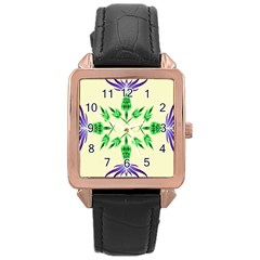 Thistle Flower Purple Thorny Flora Rose Gold Leather Watch  by Bajindul