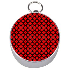 Pattern Red Black Texture Cross Silver Compasses by Simbadda