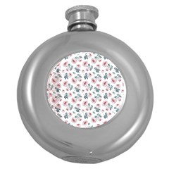 Watercolor Roses Lace Background Round Hip Flask (5 Oz)