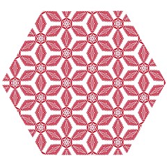 White Background Red Flowers Texture Wooden Puzzle Hexagon by Simbadda
