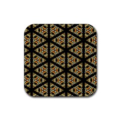 Pattern Stained Glass Triangles Rubber Coaster (square)  by Simbadda