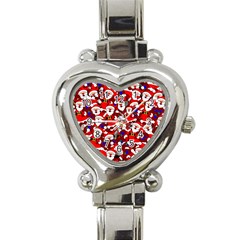 Nicholas Santa Christmas Pattern Heart Italian Charm Watch by Simbadda