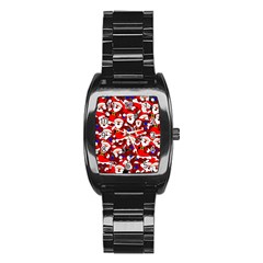 Nicholas Santa Christmas Pattern Stainless Steel Barrel Watch by Simbadda