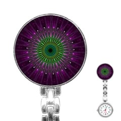 Light Abstract Flower Purple Petal Glass Color Circle Art Symmetry Digital Shape Fractal Macro Photo Stainless Steel Nurses Watch by Vaneshart