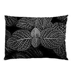 Black And White Plant Leaf Flower Pattern Line Black Monochrome Material Circle Spider Web Design Pillow Case (two Sides)