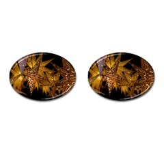 Star Decoration Christmas Christmas Decoration Symmetry Christmas Lights Fractal Art Luminous Stars Cufflinks (oval)