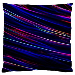 Nightlife Neon Techno Black Lamp Motion Green Street Dark Blurred Move Abstract Velocity Evening Tim Large Flano Cushion Case (one Side) by Vaneshart