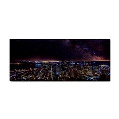 Light Sky Skyline Night Star Milky Way Cosmos Spiral City Skyscraper Urban Cityscape Dark San Franci Hand Towel by Vaneshart