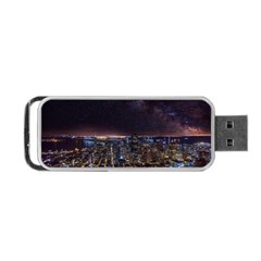 Light Sky Skyline Night Star Milky Way Cosmos Spiral City Skyscraper Urban Cityscape Dark San Franci Portable Usb Flash (one Side) by Vaneshart