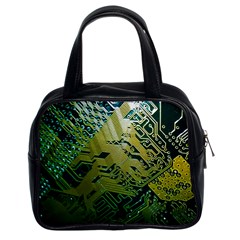 Laptop Computer Technology Leaf Line Green Biology Communication Electronics Illustration Informatio Classic Handbag (two Sides) by Vaneshart