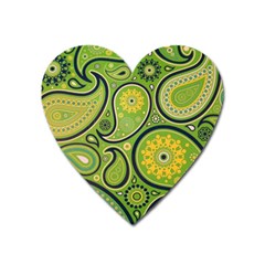 Texture Leaf Pattern Line Green Color Colorful Yellow Circle Ornament Font Art Illustration Design  Heart Magnet by Vaneshart