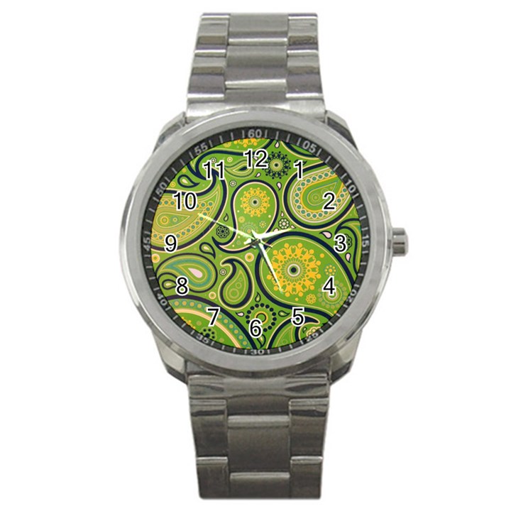 Texture Leaf Pattern Line Green Color Colorful Yellow Circle Ornament Font Art Illustration Design  Sport Metal Watch