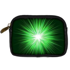 Green Blast Background Digital Camera Leather Case by Mariart