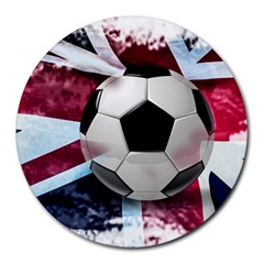 Soccer Ball With Great Britain Flag Round Mousepads by Vaneshart