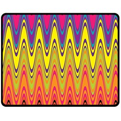 Retro Colorful Waves Background Double Sided Fleece Blanket (medium)  by Vaneshart