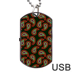 Seamless Paisley Pattern Dog Tag Usb Flash (one Side)