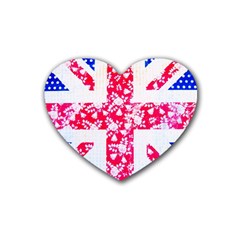 British Flag Abstract Rubber Coaster (heart)  by Vaneshart
