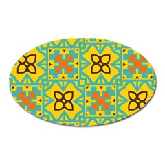 Flowers In Squares Pattern                                               Magnet (oval) by LalyLauraFLM
