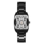 Seamless Pattern With Maple Leaves Stainless Steel Barrel Watch