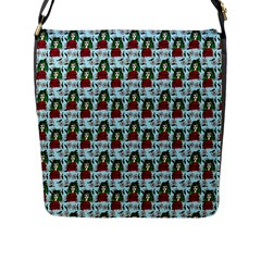 Girl With Green Hair Pattern Blue Floral Flap Closure Messenger Bag (l)