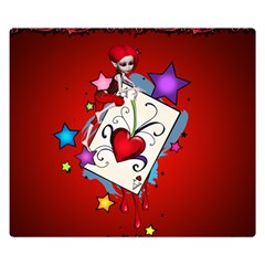 The Red Card Heart A With Fairy Double Sided Flano Blanket (small)  by FantasyWorld7