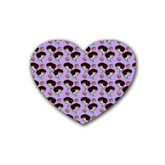 Redhead Girl Pattern Lilac Heart Coaster (4 Pack)  by snowwhitegirl