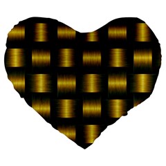 Background Pattern Desktop Metal Gold Golden Large 19  Premium Flano Heart Shape Cushions by Wegoenart