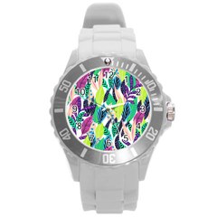 Leaves  Round Plastic Sport Watch (l) by Sobalvarro