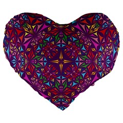 Kaleidoscope  Large 19  Premium Flano Heart Shape Cushions by Sobalvarro